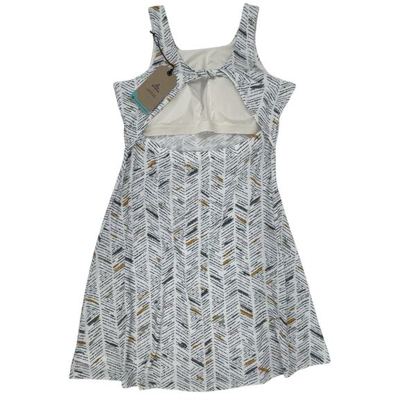 NEW‎ PrAna Skypath Dress XL White w/Multicolor Pattern Knit Sleeveless Shelf Bra - Picture 8 of 13